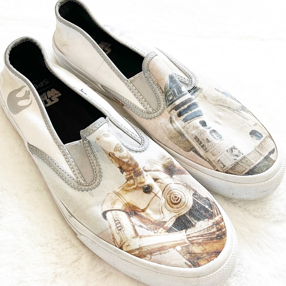 SPERRY X STAR WARS UNISEX SLIP ON SHOE SIZE 10 R2D2 CP30 NOVELTY ART TO WEAR - Picture 8 of 8